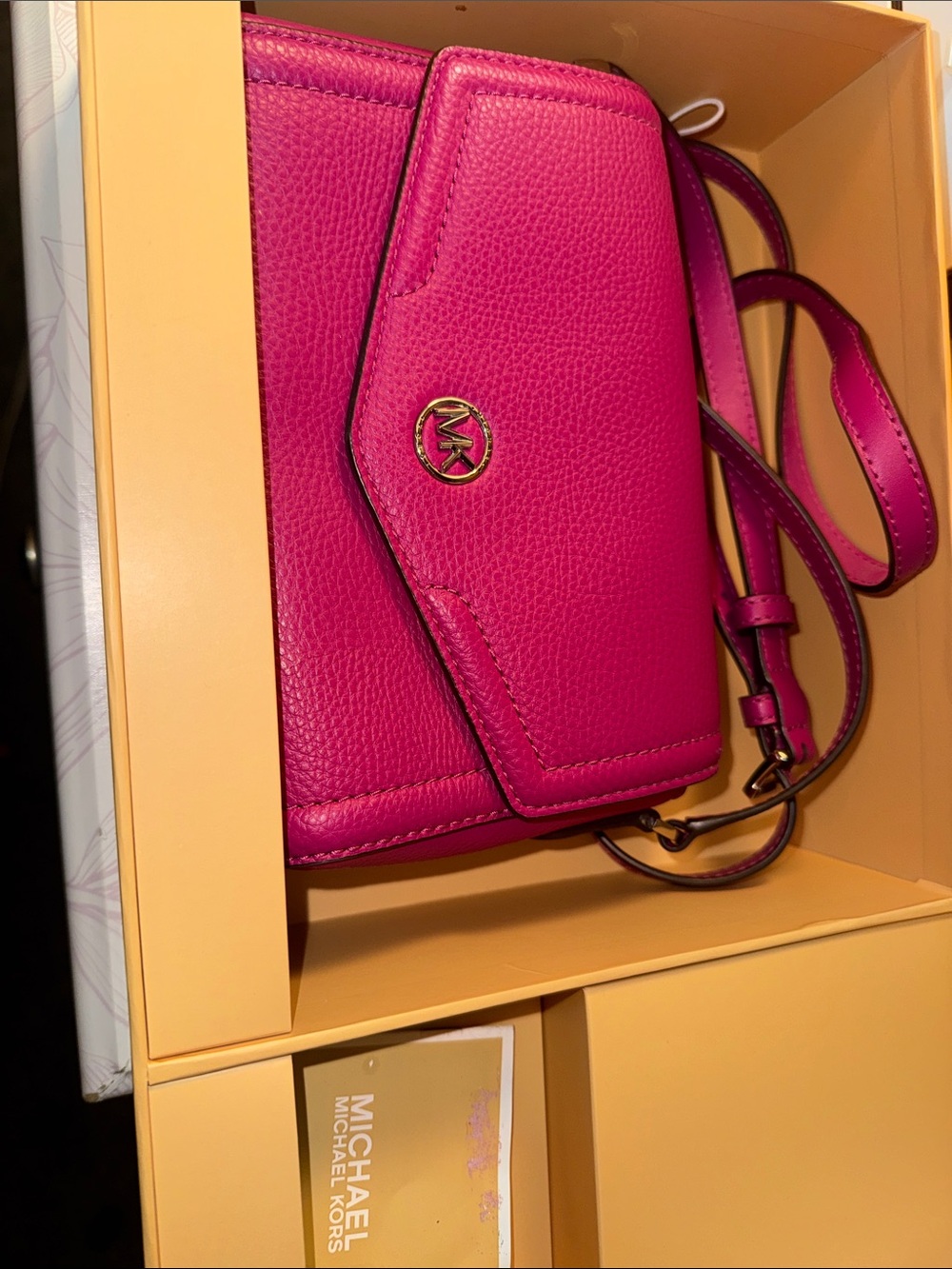 Michael Kors Hot Pink Pebbled Leather Crossbody